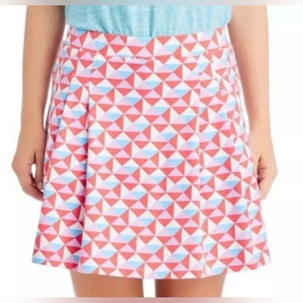 J. McLaughlin Martina Catalina Cloth Skort Pink Skirt Geo Print Sz M Athleisuire